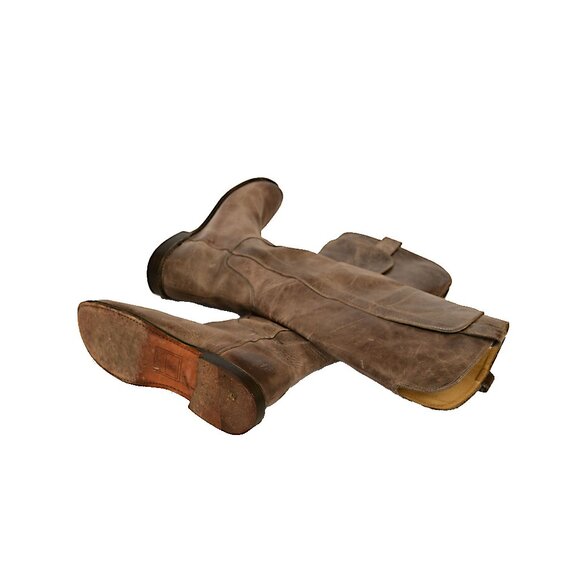 FRYE Distressed Brown/Gray Burnished Leather Tall Equestrian Boots Size 8 - Picture 4 of 11